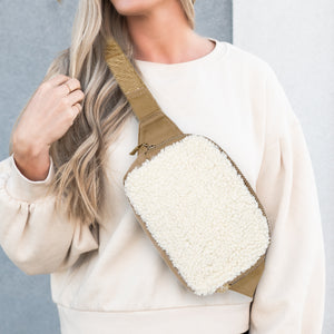 CC Sherpa and Suede Contrast Fanny Pack - BGS4506 - By Contagious Wholesale