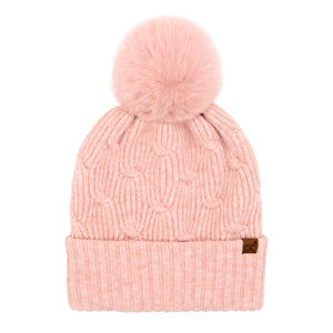 CC Beanie Chain Link Knitted Pom Beanie - HTE0102 - By Contagious Wholesale