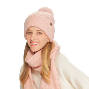 CC Beanie Chain Link Knitted Pom Beanie - HTE0102 - By Contagious Wholesale