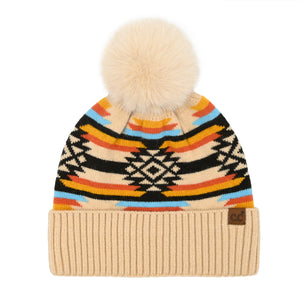 CC Beanie Aztec Pom Beanie - HTE0127 - By Contagious Wholesale