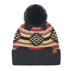 CC Beanie Aztec Pom Beanie - HTE0127 - By Contagious Wholesale