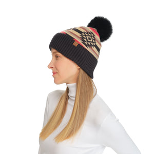 CC Beanie Aztec Pom Beanie - HTE0127 - By Contagious Wholesale