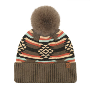 CC Beanie Aztec Pom Beanie - HTE0127 - By Contagious Wholesale