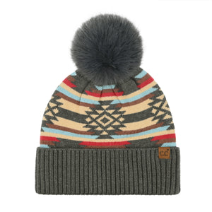 CC Beanie Aztec Pom Beanie - HTE0127 - By Contagious Wholesale