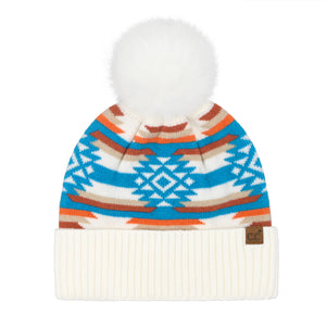 CC Beanie Aztec Pom Beanie - HTE0127 - By Contagious Wholesale