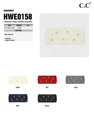 CC Brand Star and Pearl Embellishments Headwrap - HWE0158 -By Contagious Wholesale