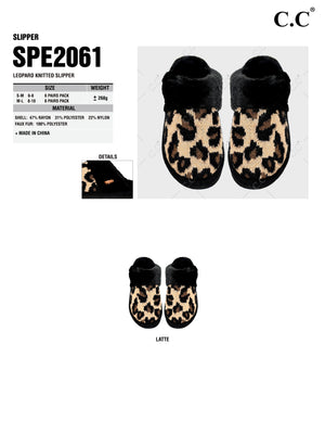 CC Slippers Leopard Knitted - SPE2061 - By Contagious Wholesale